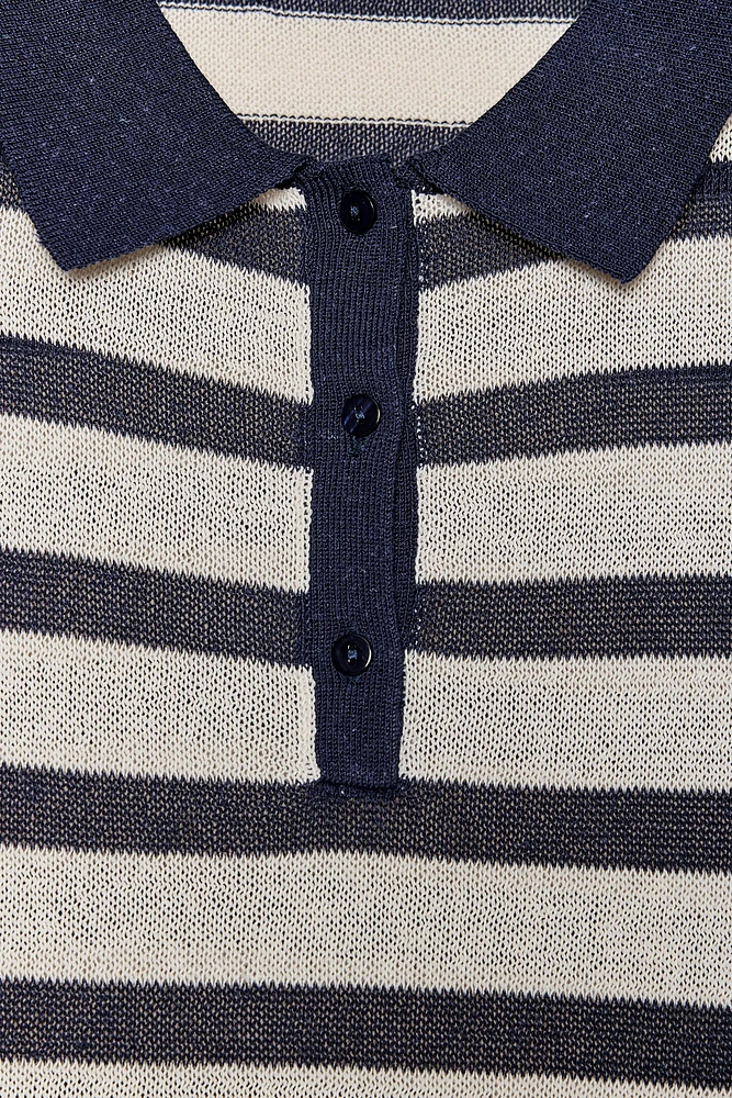 STRIPED KNIT POLO SHIRT