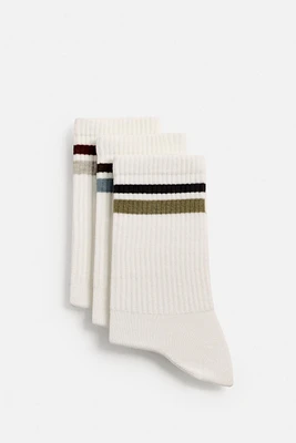 LOT DE 3 PAIRES CHAUSSETTES À BANDES