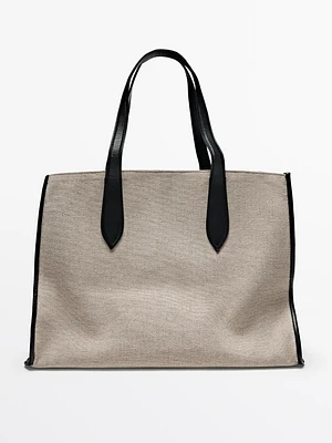 Leather fabric maxi tote bag