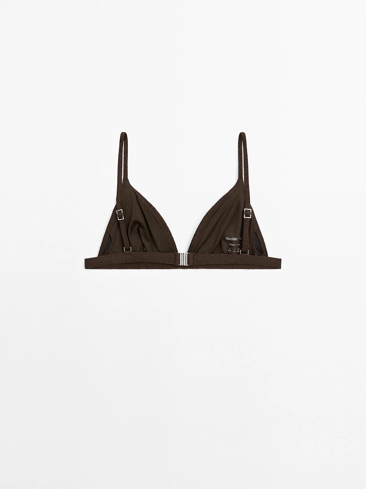 Textured triangle bikini top