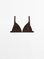 Textured triangle bikini top