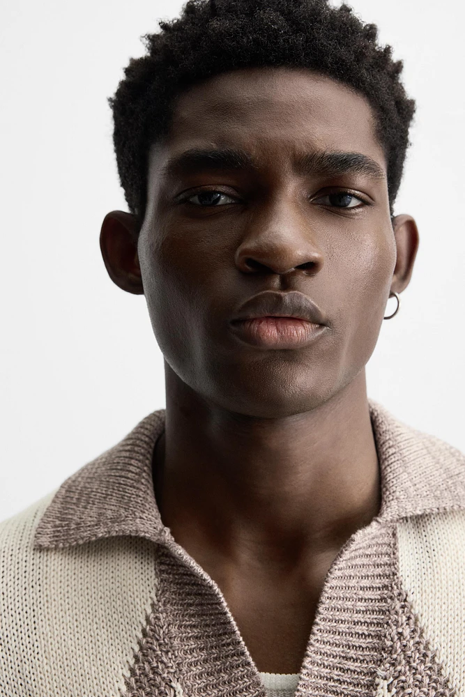 POLO EN MAILLE JACQUARD LOSANGES
