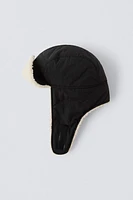 FAUX SHEARLING NYLON CAP