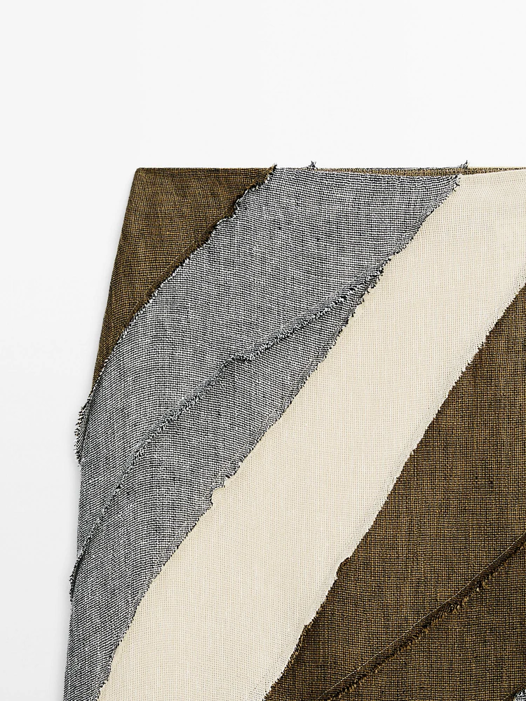 Jupe midi patchwork 100 % lin
