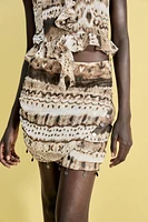 TIE-DYE BEADED MINI SKIRT