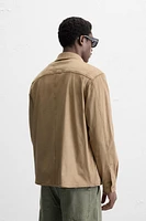 LIGHTWEIGHT FAUX SUEDE OVERSHIRT