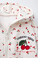 SWEAT À CAPUCHE CERISES BRODÉES