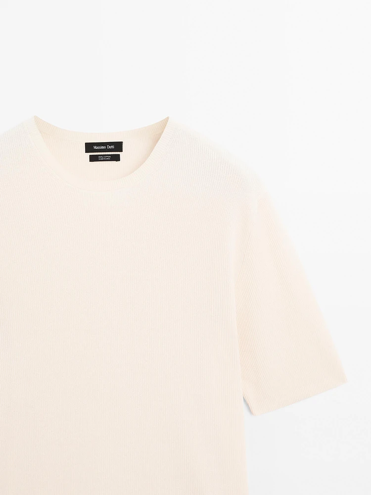 100% cotton short sleeve knit sweater