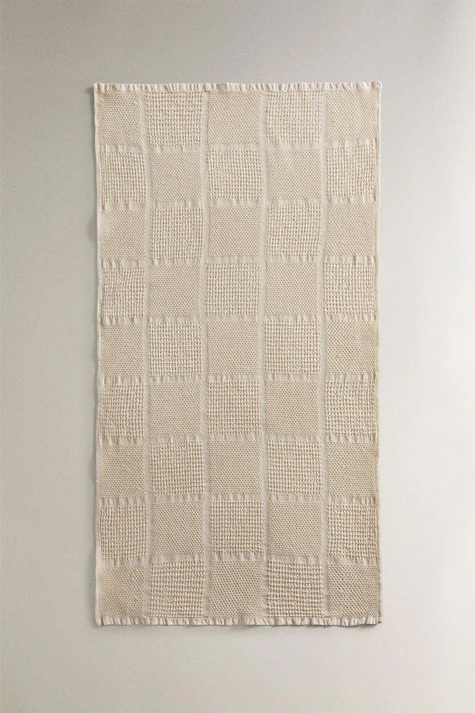WAFFLE-KNIT COTTON KITCHEN TOWEL