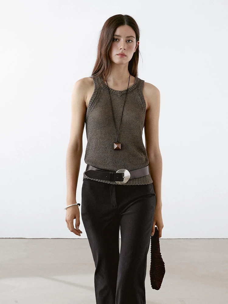 100% linen knit top