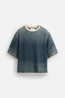 CROPPED FIT DENIM T-SHIRT