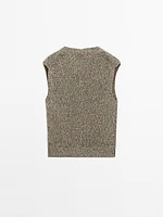 Veste sans manches en maille moulinée à col V