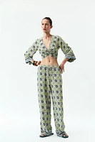 PRINTED WIDE LEG PANTS