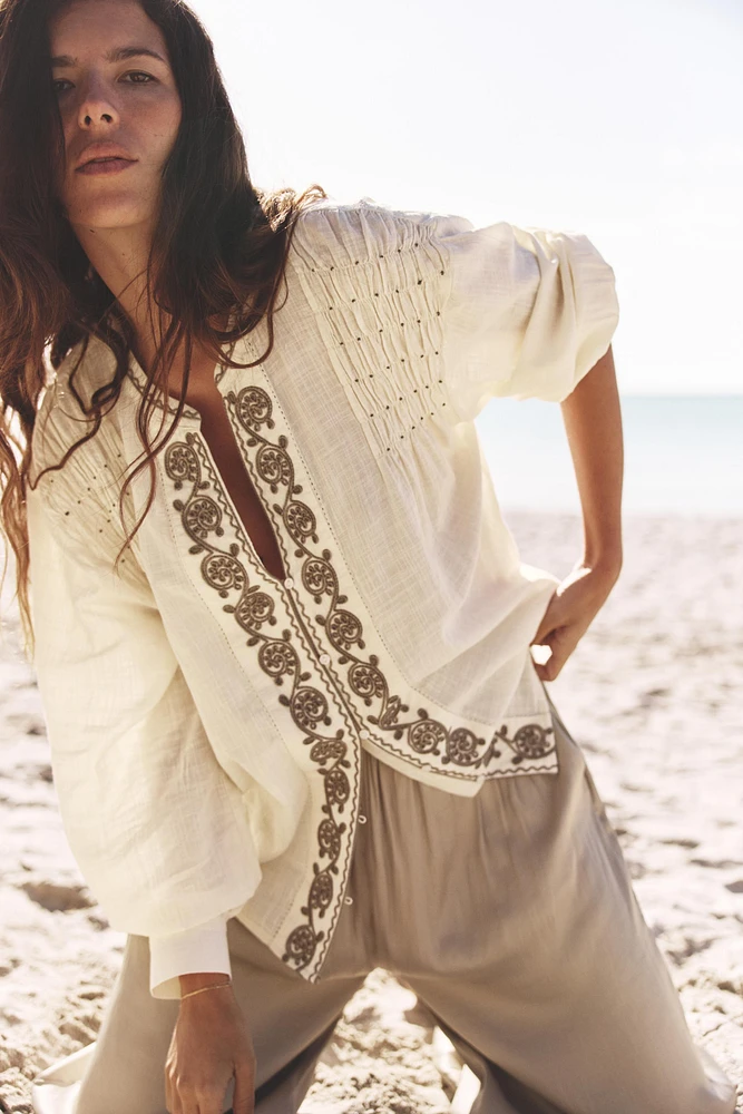 EMBROIDERED BEADED BLOUSE