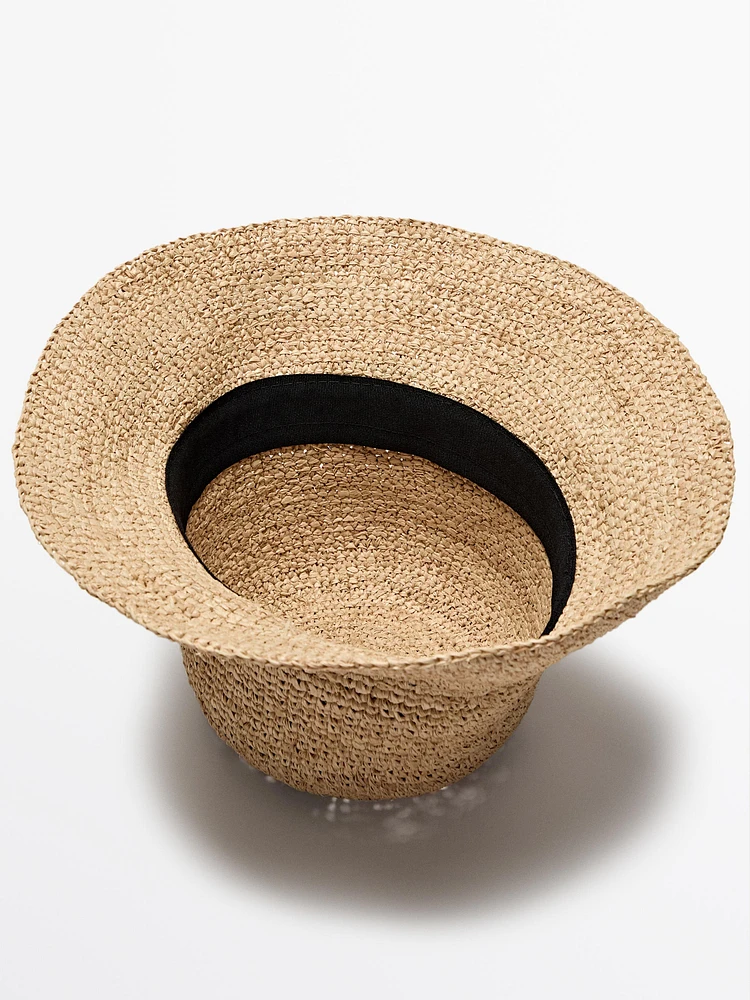Chapeau raphia nœud