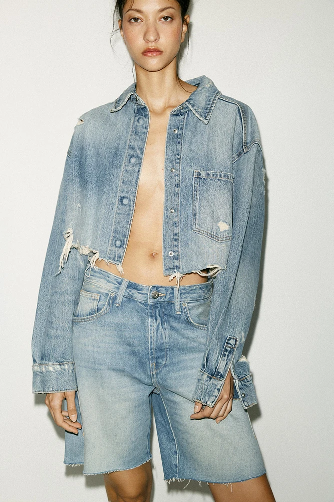 MID-RISE TRF BELT LOOP DENIM SHORTS