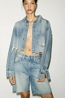 MID-RISE TRF BELT LOOP DENIM SHORTS