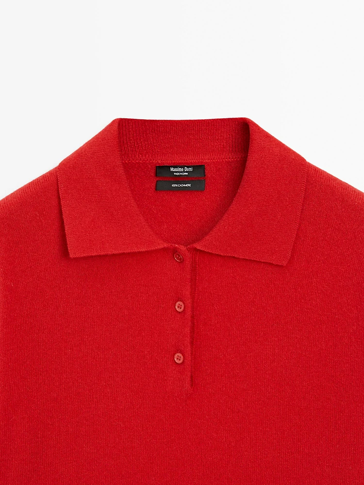 100% cashmere knit short sleeve sweater