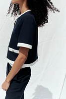 SHORT SLEEVE BLAZER WITH CONTRAST WELT