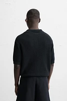 OPEN TEXTURED KNIT POLO SHIRT