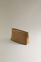 TROUSSE DE TOILETTE CROÛTE DE CUIR FORMAT MOYEN