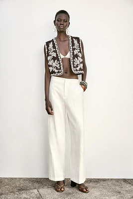 EMBROIDERED OPEN VEST