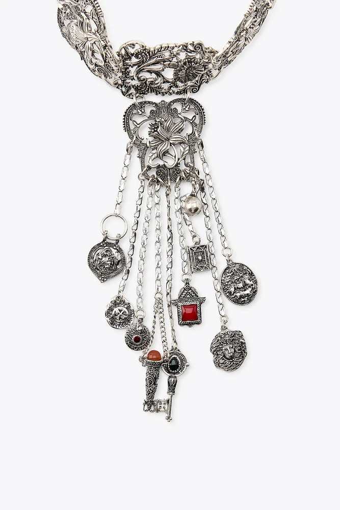 COLLIER CHOKER FLEURS CHARMS