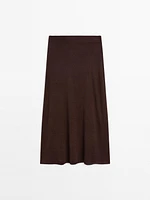 100% linen long flounce skirt