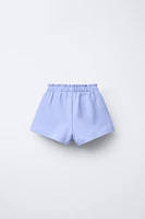 BASIC EMBROIDERED FLOWER PLUSH SHORTS