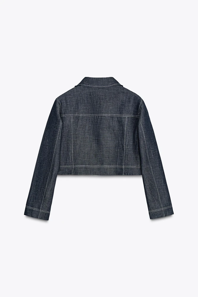 VESTE COURTE SURPIQÛRES CONTRASTE