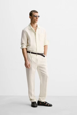 LIMITED EDITION HERRINGBONE LINEN-WOOL PANTS