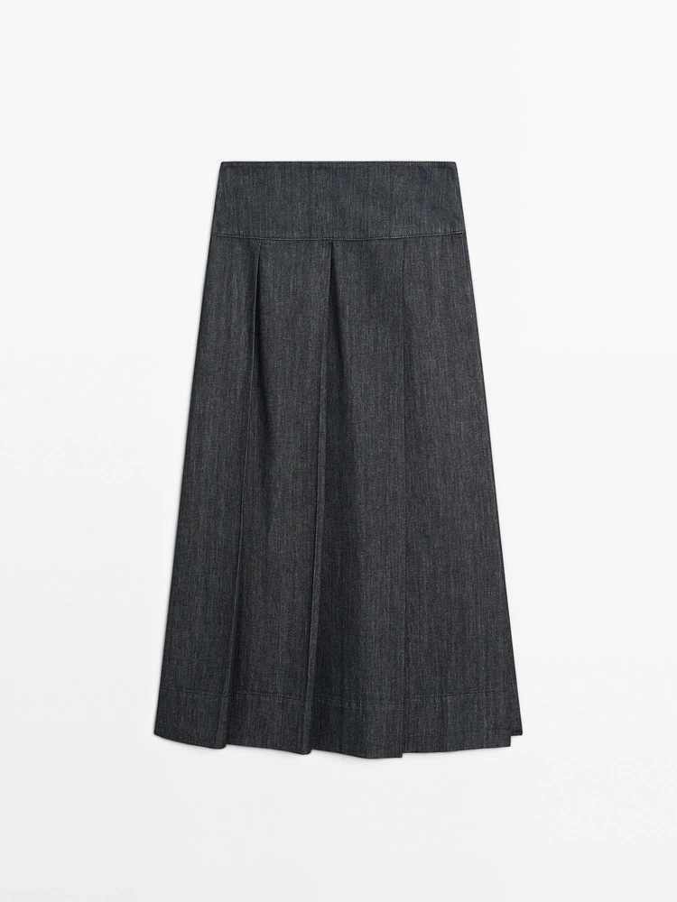 Jupe midi denim coton