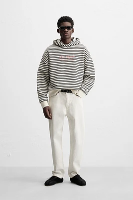 TEXT PRINT STRIPED SWEATSHIRT