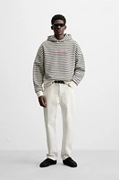 TEXT PRINT STRIPED SWEATSHIRT