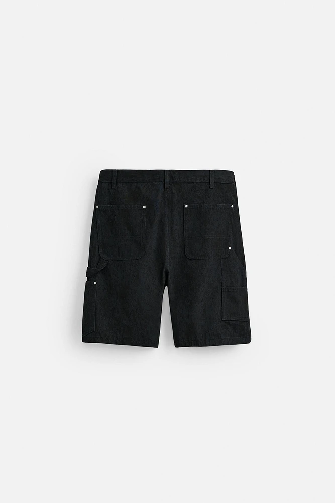 CARPENTER POCKET DENIM SHORTS