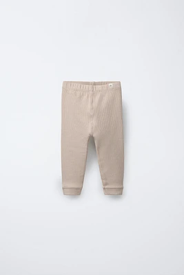 RIBBED CUFFED LEGGINGS WITH LABEL