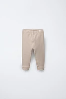 RIBBED CUFFED LEGGINGS WITH LABEL