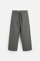 BELTED HERRINGBONE PANTS