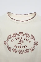 EMBROIDERED RIB T-SHIRT