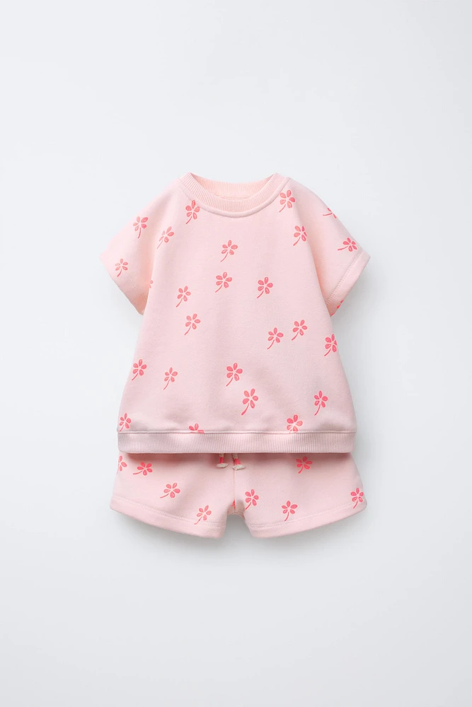 PRINTED JOGGING T-SHIRT AND BERMUDA SET