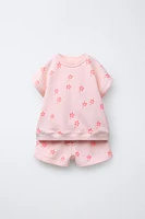 PRINTED JOGGING T-SHIRT AND BERMUDA SET