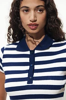 STRIPED RIBBED POLO SHIRT