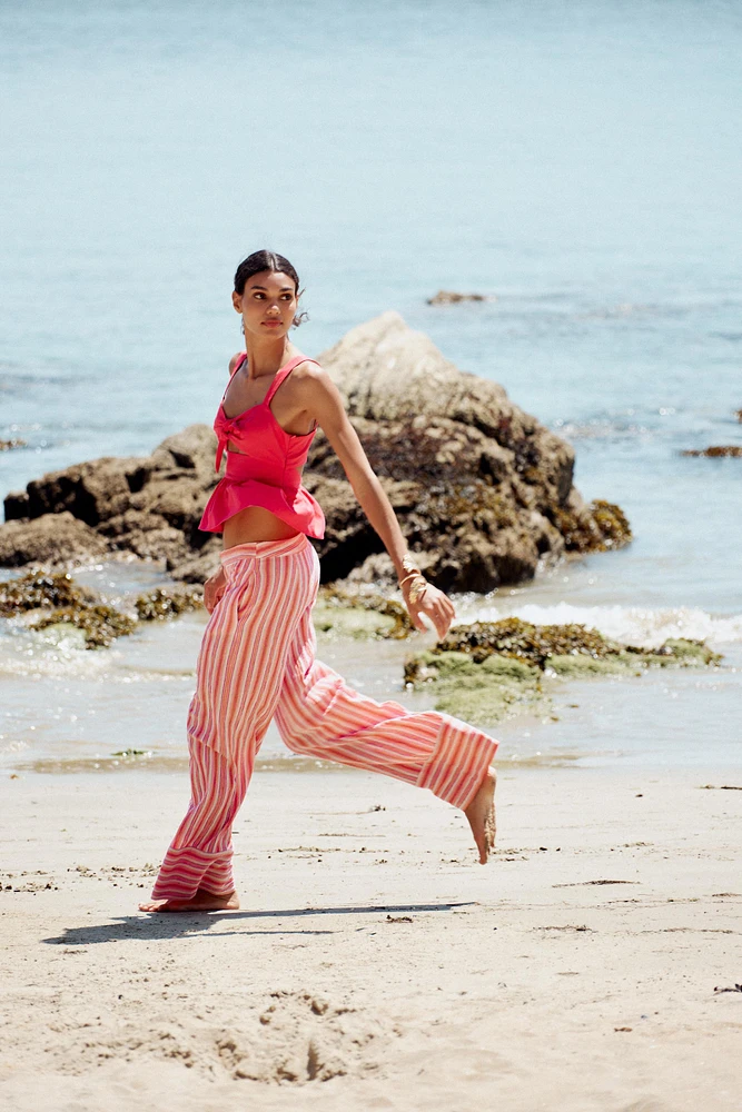 STRIPED WIDE RUSTIC PANTS