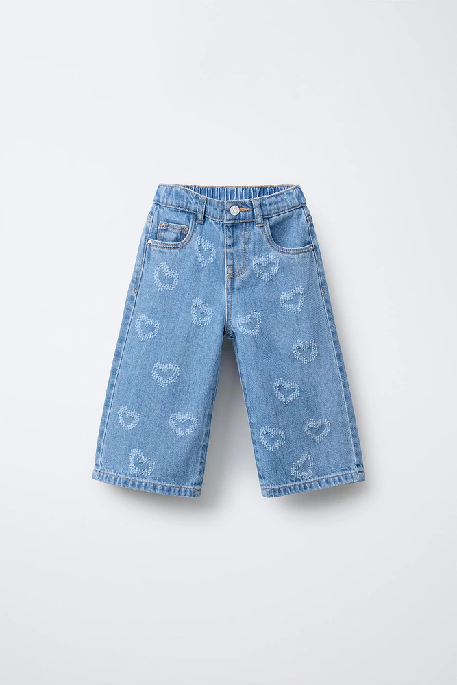 JUPE-CULOTTE EN JEAN AVEC CŒURS