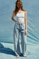 TRF CURVED HIGH WAIST RHINESTONE JEANS