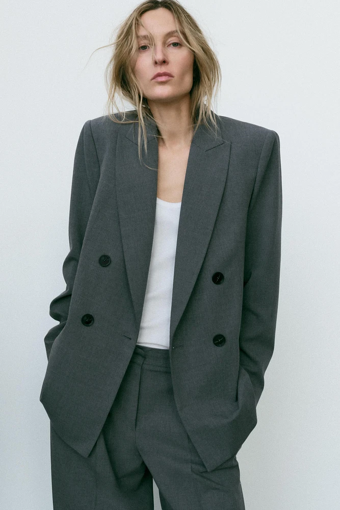 DOUBLE BREASTED BLAZER WITH SHOULDER PADS