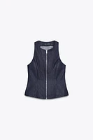 ZW COLLECTION DENIM ZIP-UP TOP