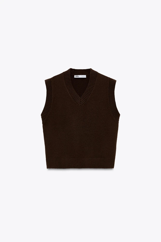 PLAIN KNIT SWEATER VEST