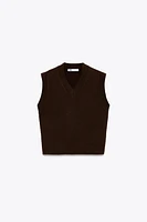 PLAIN KNIT SWEATER VEST
