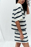 PLEATED STRIPED SHORTS
